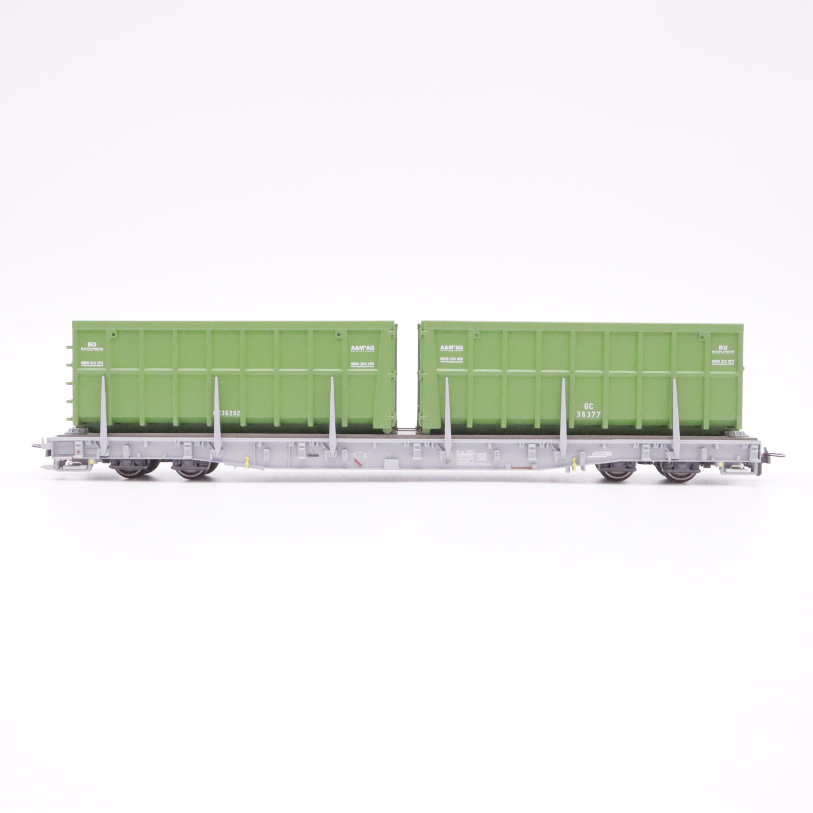 Bemo 2291 114 (2) Bemo 2291 114 RhB Tragwagen mit Altpapiermulden – Bild 2