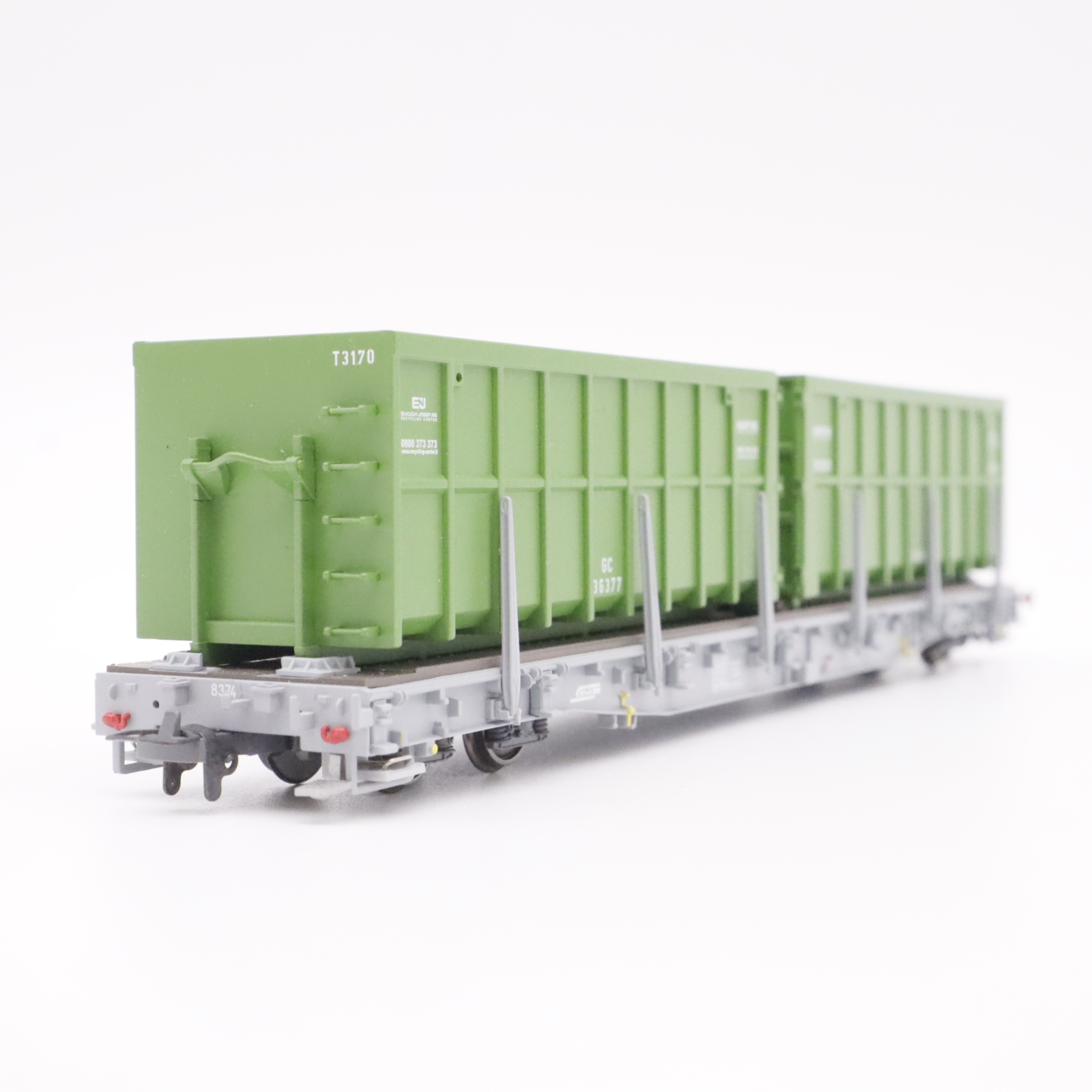 Bemo 2291 114 (3) Bemo 2291 114 RhB Tragwagen mit Altpapiermulden – Bild 3