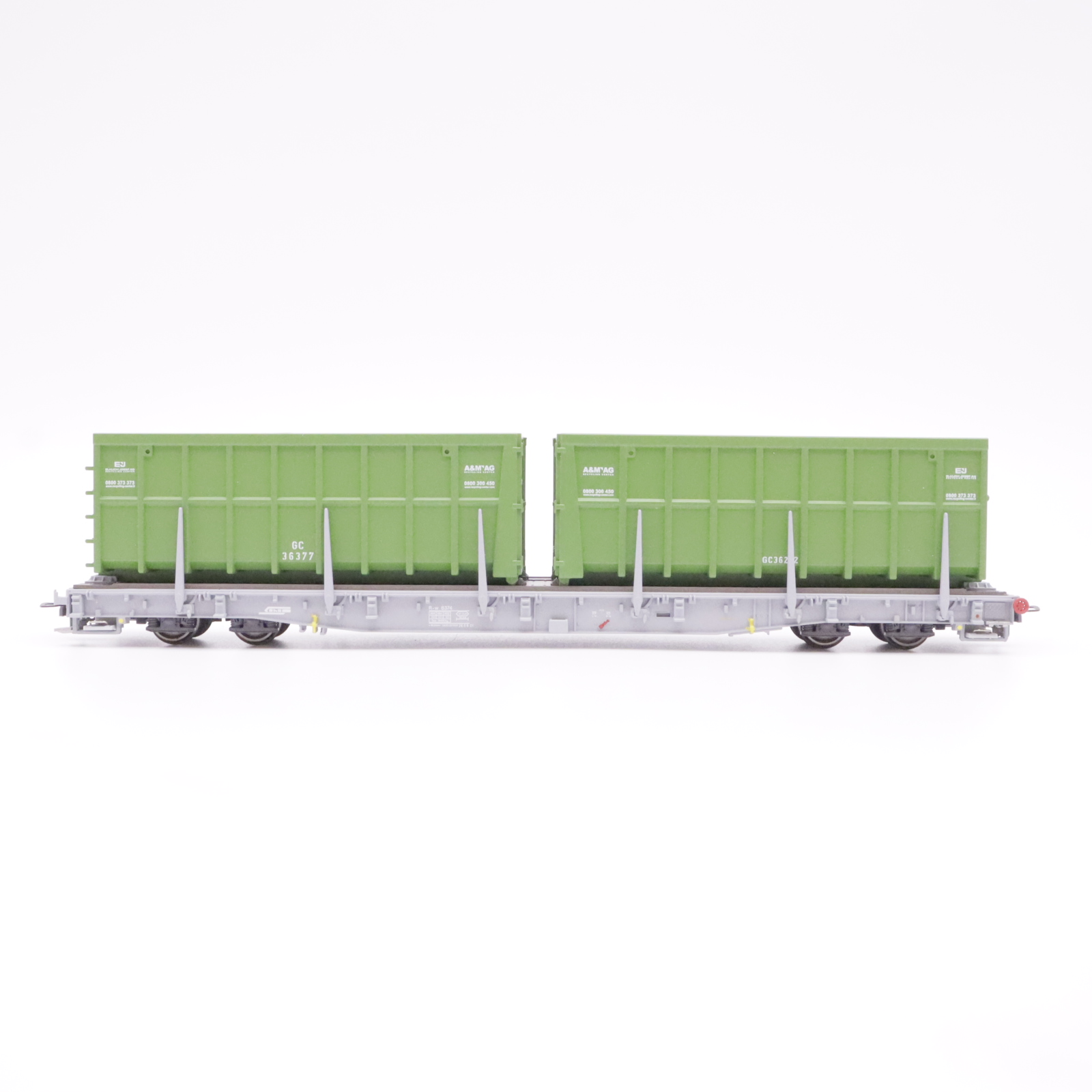 Bemo 2291 114 (4) Bemo 2291 114 RhB Tragwagen mit Altpapiermulden – Bild 4