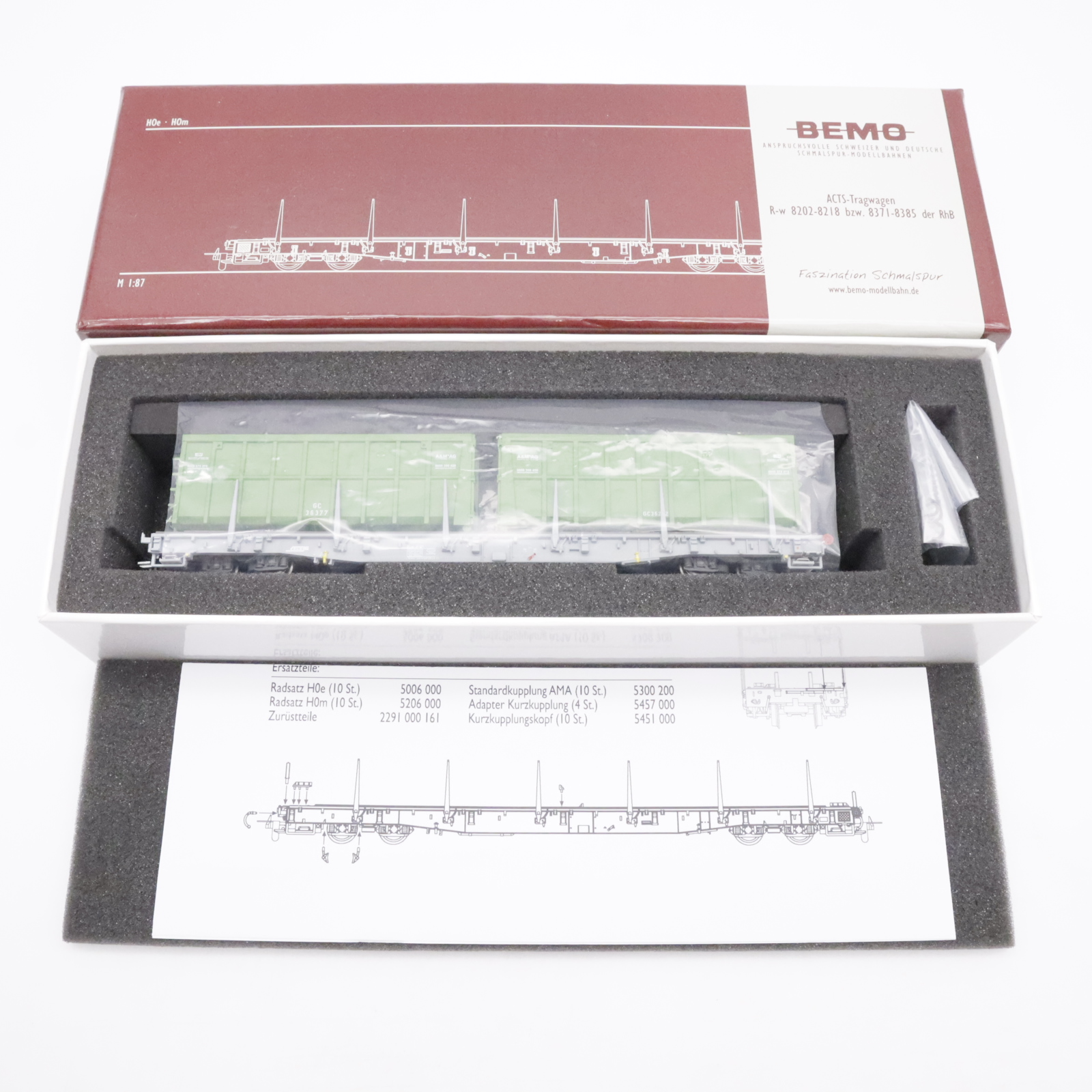 Bemo 2291 114 (7) Bemo 2291 114 RhB Tragwagen mit Altpapiermulden – Bild 7