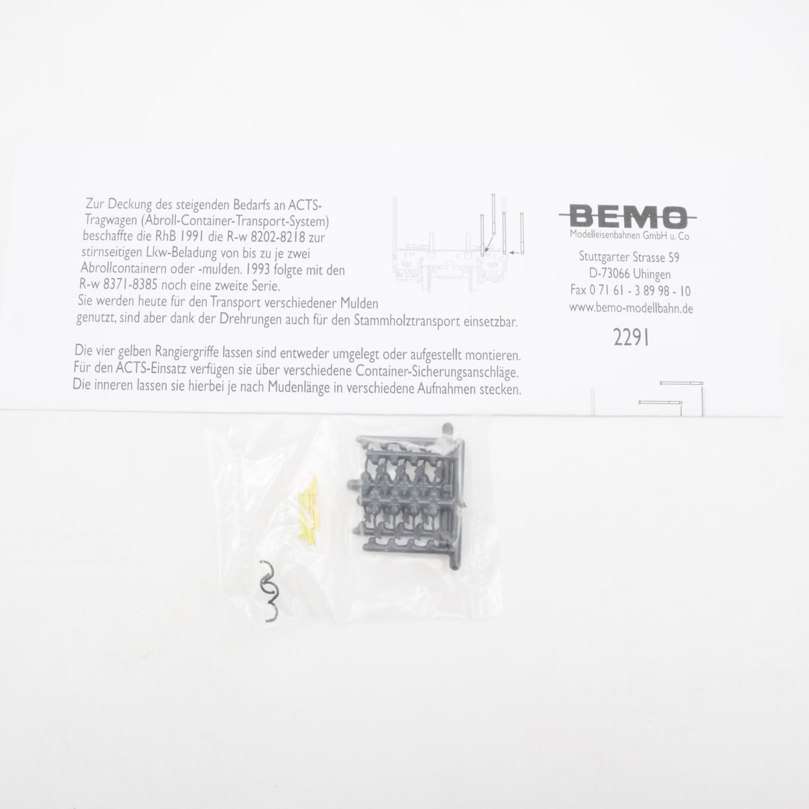 Bemo 2291 117 (6) Bemo 2291 117 RhB Tragwagen mit Wuhrsteinmulden – Bild 6