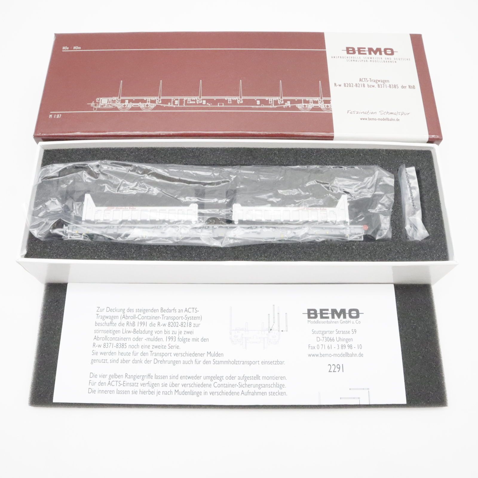 Bemo 2291 117 (7) Bemo 2291 117 RhB Tragwagen mit Wuhrsteinmulden – Bild 7