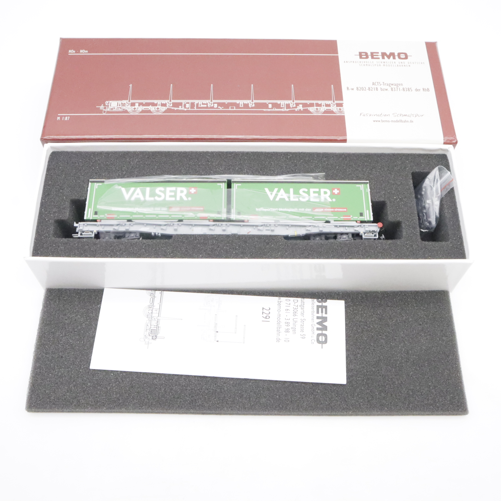 Bemo 2291 172 (7) Bemo 2291 172 RhB Tragwagen mit Container "Valser" – Bild 7